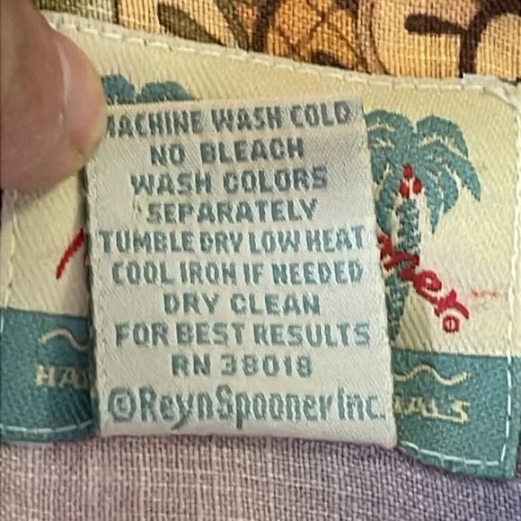 Reyn Spooner Hawaiian Regency Textured 100% Linen Shirt Mens XL Pineapple Print - Picture 10 of 10